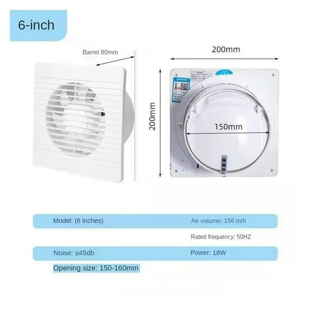 4 6 8 Inch Energy Saving Exhaust Fan Wall Mounted Anti Mosquito Ventilator Extractor for Kitchen Bathroom Toilet ,High Performance