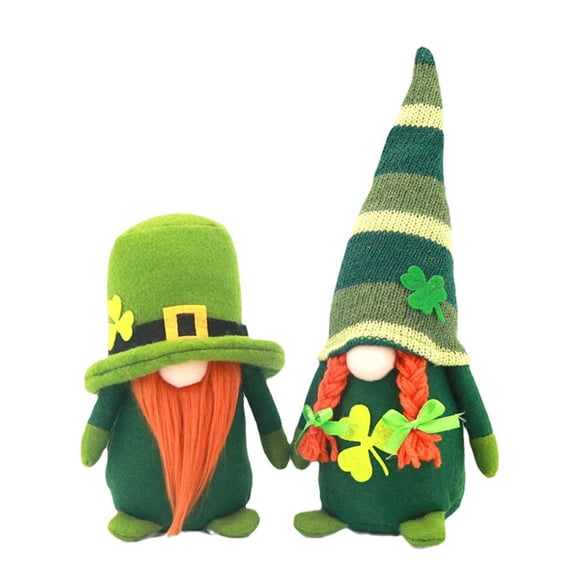 Linnome St. Patrick's Day Faceless Doll Plush Toy Soft Stuffed Figurine Tabletop Shelf Accents for Indoor Home Holiday Party Decoration