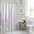 thumbnail image 3 of Purple Shower Curtain, Lavender Shower Curtain for Bathroom Waterproof Fabric Spring Plant Leaves with Floral Shower Curtain Set with Hooks, 72x72 Inch, 3 of 6