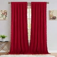 thumbnail image 2 of Haperlare Extra Long 108" Velvet Curtains for Living Room Boho Tassels Soft Luxury Home Decor Room Darkening Curtain Panels for Bedroom, Red, 2 Panels, 2 of 10