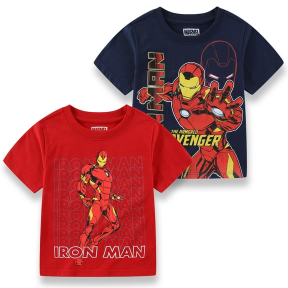 Marvel Avengers Iron Man Short Sleeve T-Shirt (Boys), 2 Pack, Sizes 3T-8