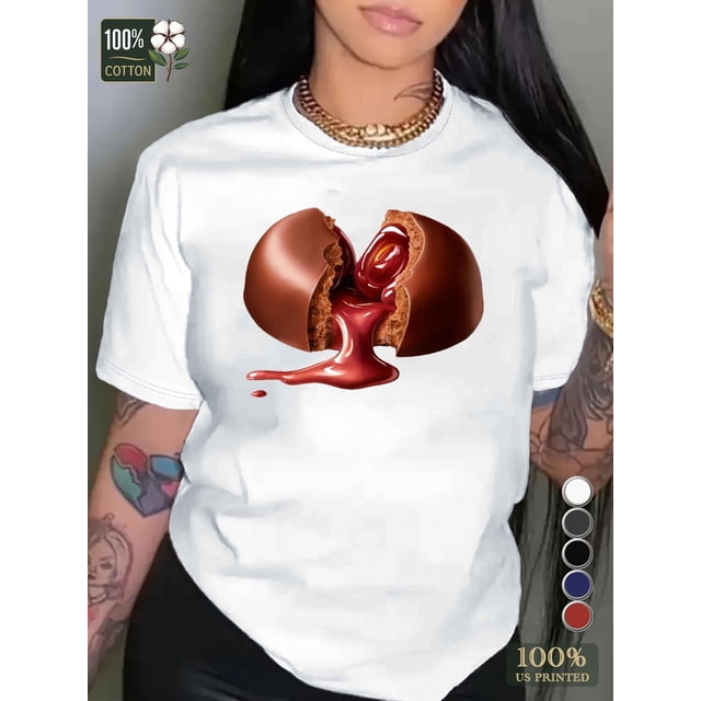 Realistic Chocolate Candy Illustration Pure Women'S T-shirt Comfort Fit Tee For Adult, Men, Women, Teen, Teenager, Adolescent, Youth