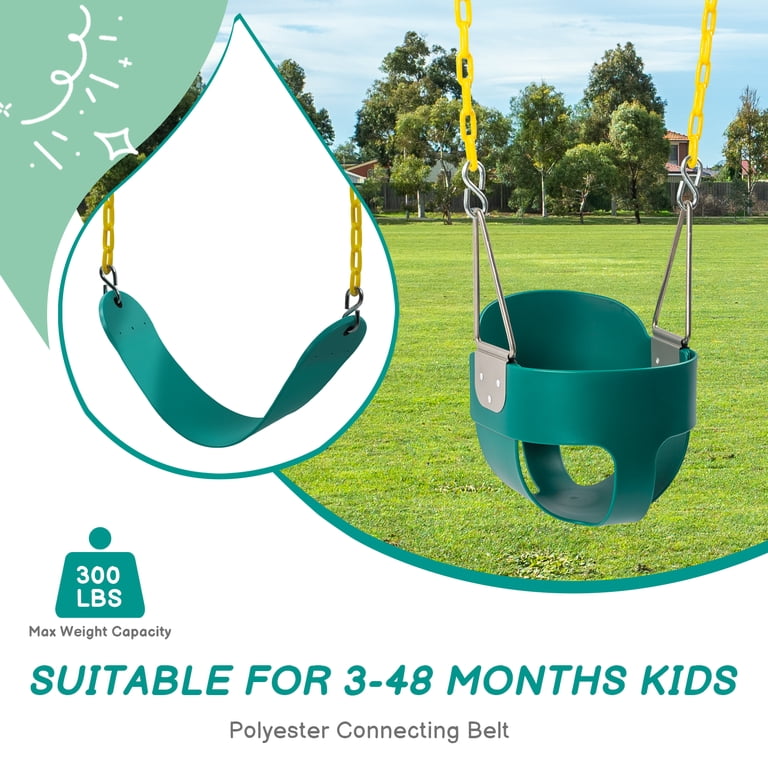 Ktaxon Toddler Swing, Full Bucket Baby Swing Seat, Green, EVA