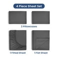 thumbnail image 3 of Soft Lightweight Brushed Cotton Blend Bed Sheet Set – 4-Piece King – Gray, 3 of 9