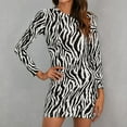 thumbnail image 6 of Women Zebra Print Turtleneck Sexy Bodycon Dress Long Sleeve Club Dress Autumn, 6 of 11