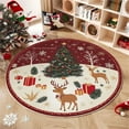thumbnail image 2 of EGNMCR Christmas Round Rug Living Room Festive Floor Mat Crystal Velvet Decorative Living Room Rug A chopper, 2 of 3