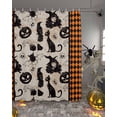 thumbnail image 2 of Halloween Witch Bat Skull Orange Plaid Background Shower Curtain Set ，Waterproof Fabric Shower Curtains Shower Curtains for Bathroom,Bathroom Decor 60"x72", 2 of 6