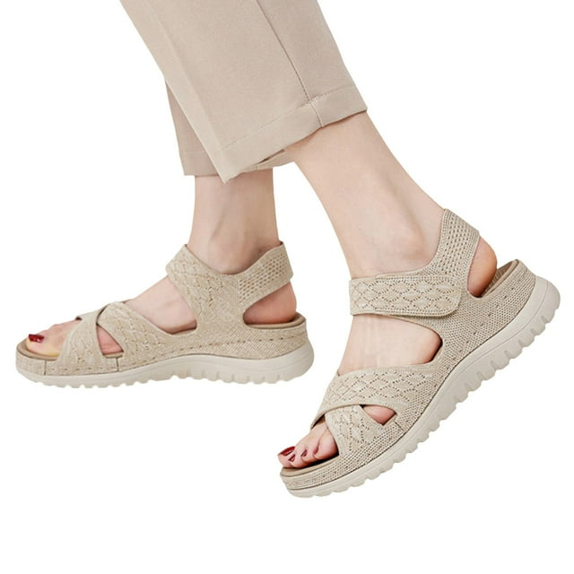 IUJSOY Walking Sandals for Women Lightweight Mesh Open Toe Comfort Footbed Platform Beach Shoes