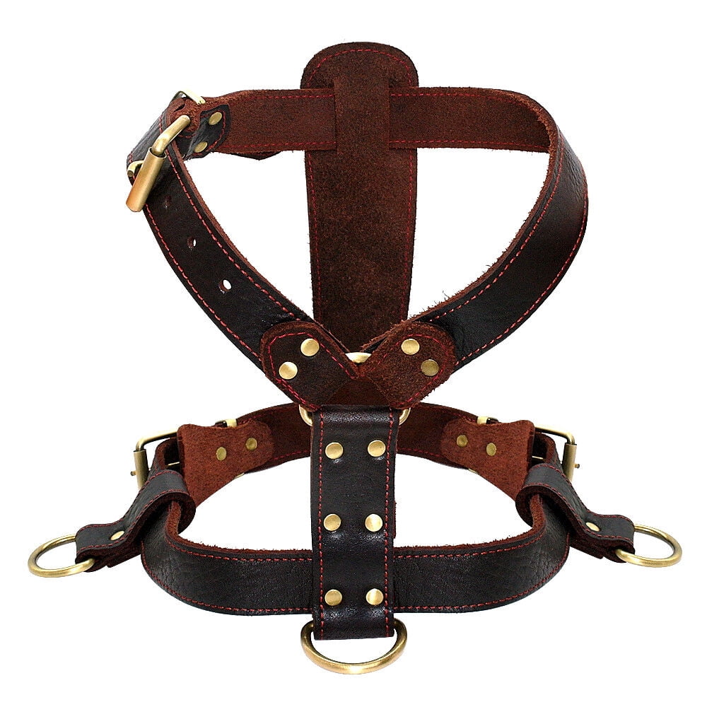 Didog Real Genuine Leather No Pull Pet Dog Harnesses Heavy Duty Adjustable for Large Breeds Pitbull Rottweiler Labrador