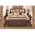 thumbnail image 1 of WPM WORLD PRODUCTS MART 7 Pieces Complete Bedding Ensemble Beige Brown Gold Luxury Embroidery Comforter Set Bed-in-a-Bag Bedding- Yasmen King, 1 of 4