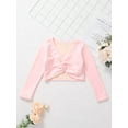 thumbnail image 3 of DPOIS Kids Girls Classic Long Sleeve Ballet Dance Wrap Cardigan Shrug Sweater Pink 13-14, 3 of 8