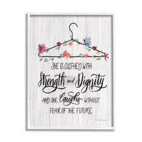 Stupell Industries Clothed With Strength Dignity Chic Motivational Laundry Phrase, 24 x 30,Design by Kristen Brockmon