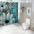 thumbnail image 7 of Fenyluxe Farmhouse Floral Shower Curtain Turquoise Teal Daisy Flowers Butterfly Shower Curtain Modern Abstract Geometric Grey and White Shower Curtain Bathroom Fabric 60x72, 7 of 7