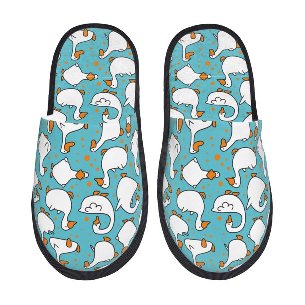 Fotbe Cartoon Funny Goose Pantuflas Peludas para Mujer con Estampado, Zapatillas de Peluche, Zapatos de Invierno para Casa, Uso Interior y Exterior-Large