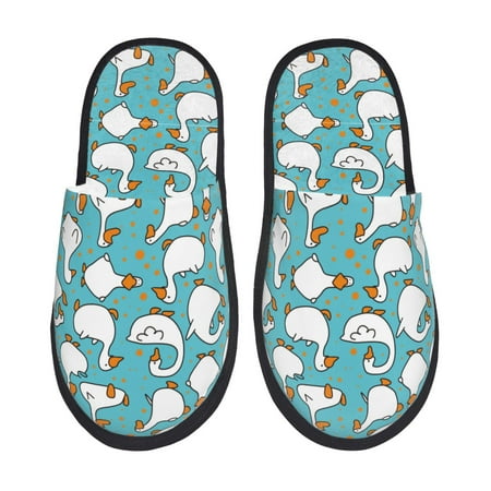

Fuzoiu Cartoon Funny Goose Print Unisex Furry Slippers Plush Indoor Shoes Trendy House Slippers Anti-Skid EVA Sole House Shoes for Home Office and Travel -Large