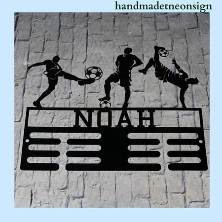 

Handmadetneonsign Soccer Medal Hanger Soccer Metal Holder Sport Player House Metal Wall Decor 038526