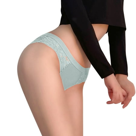 

ZHUASHUM Women Mid Waist Panties Lace Floral Briefs