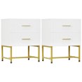 thumbnail image 1 of HOMCOM Ensemble de 2 Tables de Chevet avec Tiroirs pour Chambre Blanc, 1 of 10