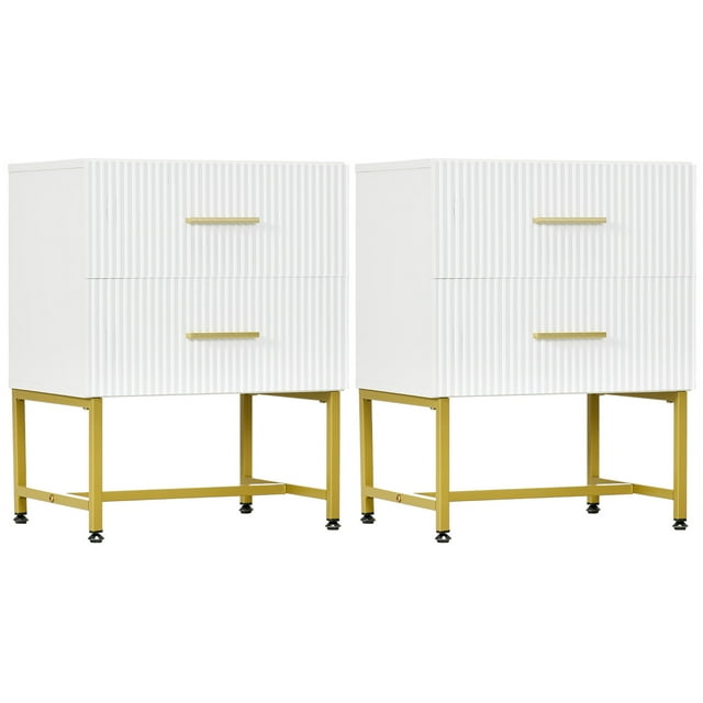 HOMCOM Ensemble de 2 Tables de Chevet avec Tiroirs pour Chambre Blanc