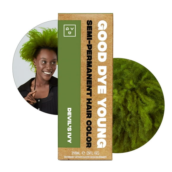 Good Dye Young Semi Permanent Green Hair Dye (Devil's Ivy) - UV Protective Temporary Hair Color Lasts 15-24+ Washes - Conditioning Green Hair Dye - (5oz)