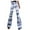 Blue, variant on Women Pant Fashion Casual Print Flare Stripe Camping Pants