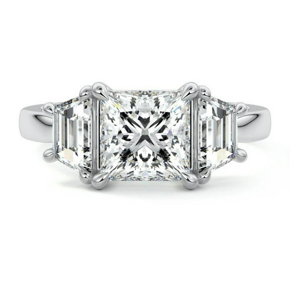 Bow Jewel 2.2 Ct Princess Cut Lab Grown Diamond Jewelry - 14K White Gold Plated Ring - 3 Stone Wedding Engagement Ring - Forever Diamond Ring for Women - Proposal Gift for Her
