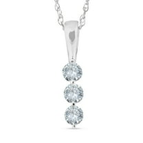 Pompeii 1/4ct 3 Stone Round Three Diamond Pendant Necklace 14K White Gold (G-H,I2)