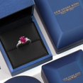 thumbnail image 5 of Gem Stone King 925 Silver and 10K Yellow Gold Red Created Ruby and White Topaz Engagement Ring for Women | 2.66 Cttw | Oval 9X7MM | Gemstone July Birthstone | Size 7, 5 of 6