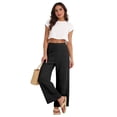 thumbnail image 7 of High Waist Wide Leg Palazzo Pants for Women Cotton Linen Flowy Fit Soft Trousers Wrinkle Resistant Casual Summer Pants , XXL, #02 Black, 7 of 7