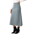 thumbnail image 4 of INSPIRE CHIC Women's Sweater Skirt Elastic High Waist Stretchy Ribbed Knit A-Line Midi Skirts Fall Winter Outfits L Grey, 4 of 6