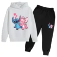 thumbnail image 3 of Conjunto de 2 piezas de sudadera y pantalones con estampado de dibujos animados de Disney Stitch para niños de 3 a 14 años, ropa deportiva informal para niños y niñas, 3 of 5