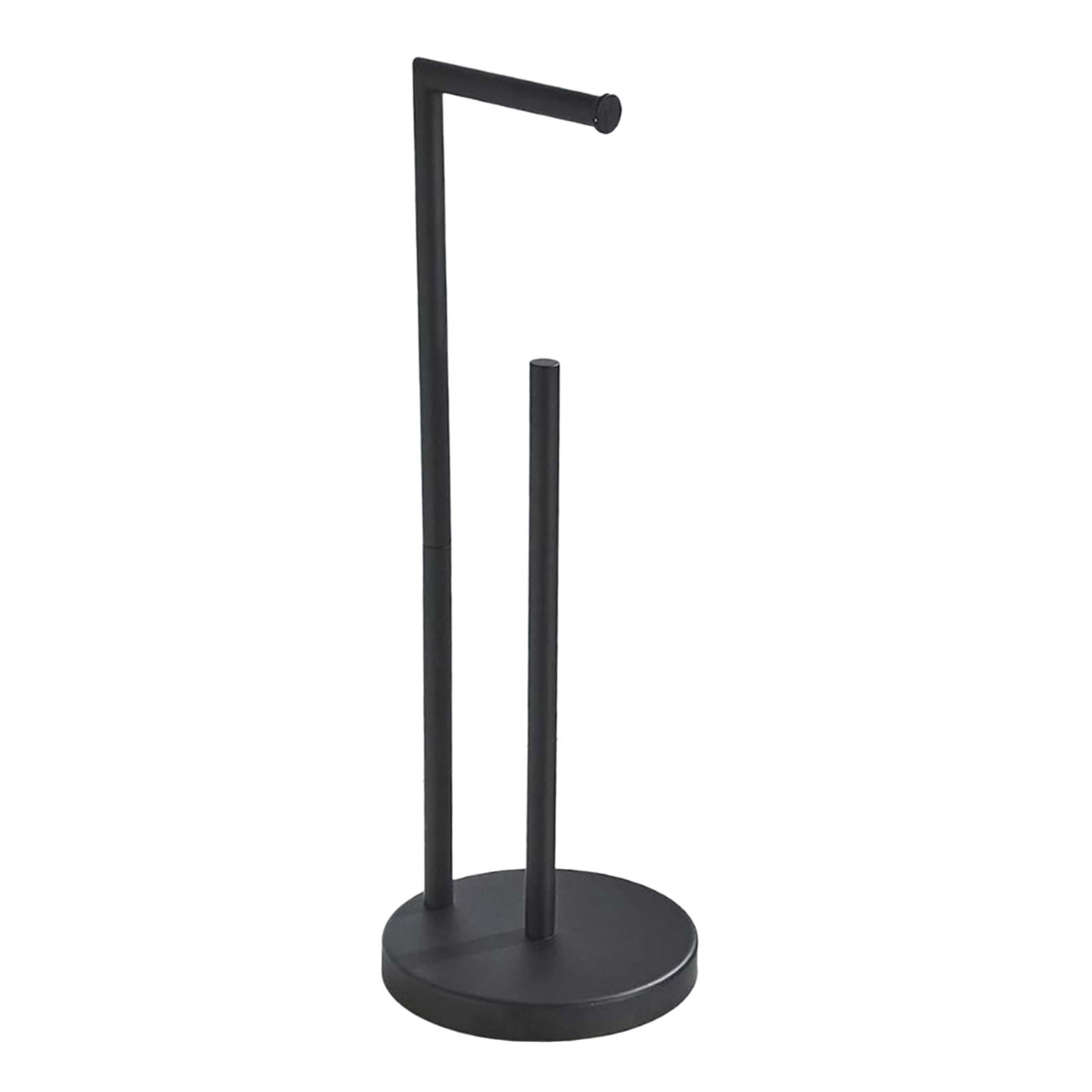 Fiocias Toilet Paper Holder Stand Bathroom Rustproof Floor Holds 3 Rolls Stainless Steel Black