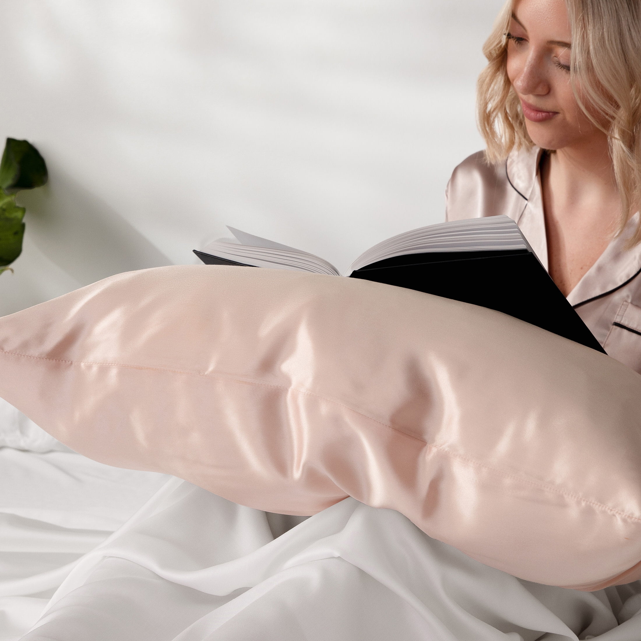 100% Mulberry Silk Pillowcase for Hair and Skin by Noble Linens, Blush