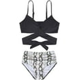 thumbnail image 2 of WoMen's Ruching High Waist Bikini Set Cross Wrap Push Up Top Tie Back Bathing Swimsuit, 2 of 8