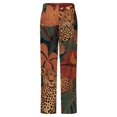 thumbnail image 6 of Jungle Leopards Tropical Floral Print Winter Female Pants Flannel High Waist Women Pants Lady Warm Straight Leg Plush Trousers, 6 of 7
