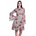 thumbnail image 1 of Moomaya Femmes Manches Longues Imprimé Genou Longueur Robe Évasée Été Fluide Robe, 1 of 6