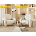 thumbnail image 4 of SEYNAR Modern Sherpa Accent Chair, Teddy Upholstered Armchair Single Sofa, Cozy Fluffy Reading Chair for Living Room, Bedrooms, Corner(White), 4 of 6
