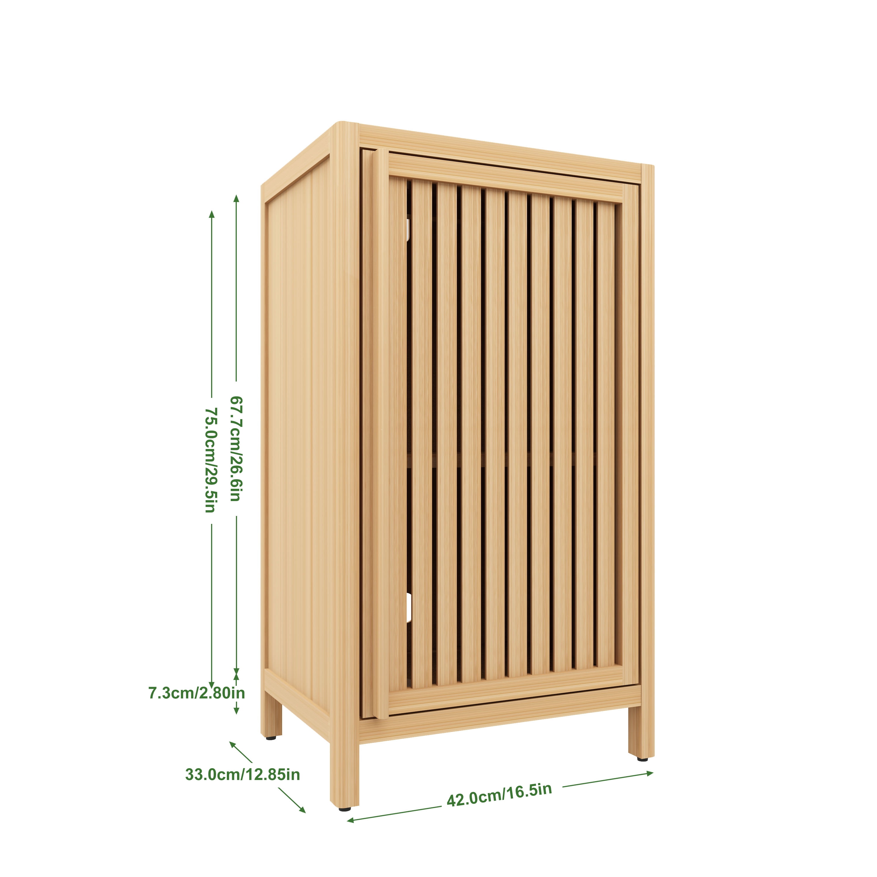 Freestanding Bamboo Storage Cabinet with Door & Shelf, Multi-Purpose Floor Cabinet for Bathroom Bedroom Hallway Kitchen