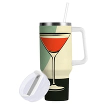 Yayeee 40oz Double-Wall Insulated Stainless Steel Tumbler with Handle Bottle, Red Glasses