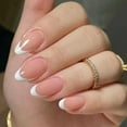 thumbnail image 2 of French Tip Press on Nails Medium Almond Fake Nails White French Tips Nails Press on with Design Glossy Full Cover Acrylic Glue on Nails Cute False Nails Stick on Nails for Women Decoration 120Pcs, 2 of 5