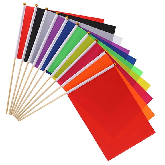 Baluue 10Pcs Yard Marking Flags Durable Polyester Wood Poles Landscape Flags