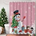 thumbnail image 4 of Cartoon Snowman Shower Curtains for Bathroom, Christmas Snowman Xmas Tree Snowfall Pink Waterproof Fabric Shower Curtain for Bathroom Bathtub Decoration, Machine Washable, 72"x72", 4 of 9