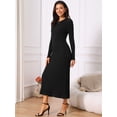 thumbnail image 3 of DARING DIVA Women's Long Sleeve Sweater Fall Crewneck Ribbed Knit Dress L Black, 3 of 8