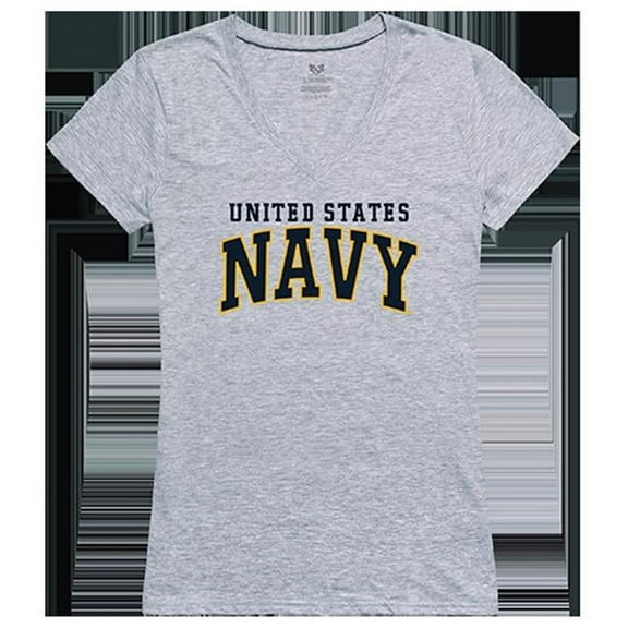 Rapid Dominance  US Navy 3 Graphic V-Neck T-Shirt, Heather Gray - Large