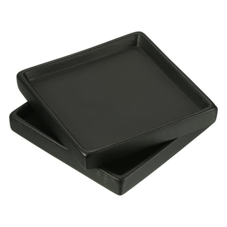 Uxcell 5  Ceramic Square Planter Saucer Flower Pot Drip Tray Coaster  Black 2 Pack