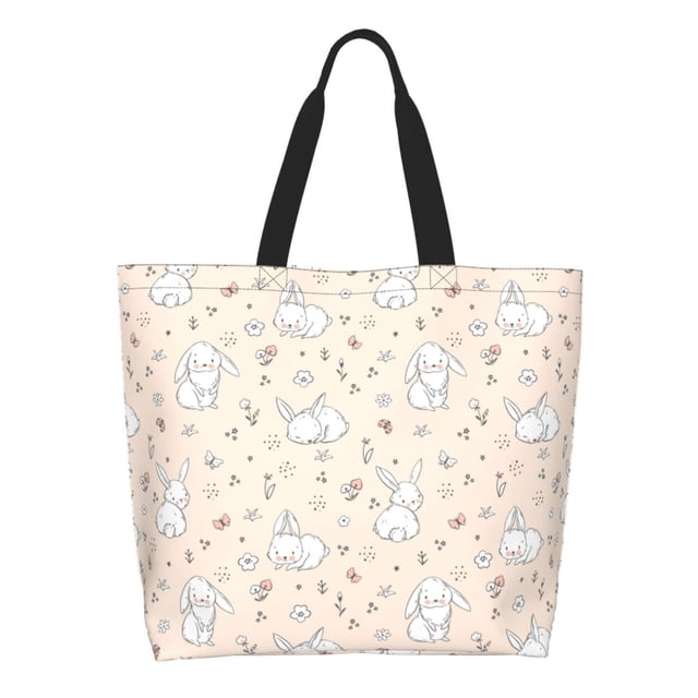 Disketp Cute Rabbit Bolsa Tote Estampada para Mujer, Bolso de Hombro y de Mano para Compras y Viajes