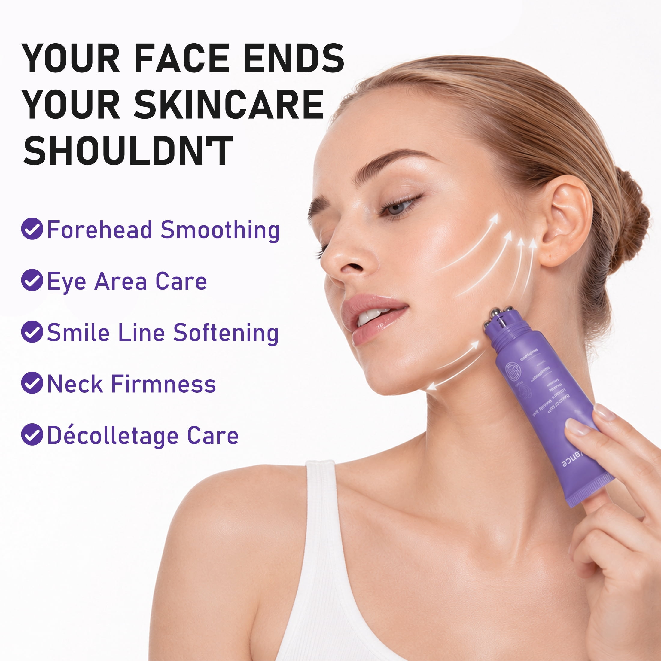 AgeVance Neck Firming Cream with Roller 2 Pack,Neck Creams Tightening Lifting Sagging Skin,Gentle Korean Style Skincare,Deen Hydration Moisturizing, Minimizes Appearance 1.76 fl oz *2
