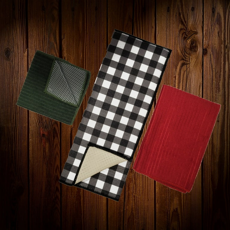 Black and Red Buffalo Check Plaid Believe Christmas Winter Kitchen Dish  Towels 18 x 26 Inch Set of 4 