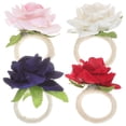 thumbnail image 1 of KAKOWELY 4 servilletas con hebilla de cordón de cáñamo con diseño de rosas realistas, ideales para restaurantes., 1 of 4