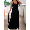 thumbnail image 4 of Women'S Two-Piece Sleeveless Square Neck Tank Maxi Dress with Built-in Crop Top Black XL, 4 of 9